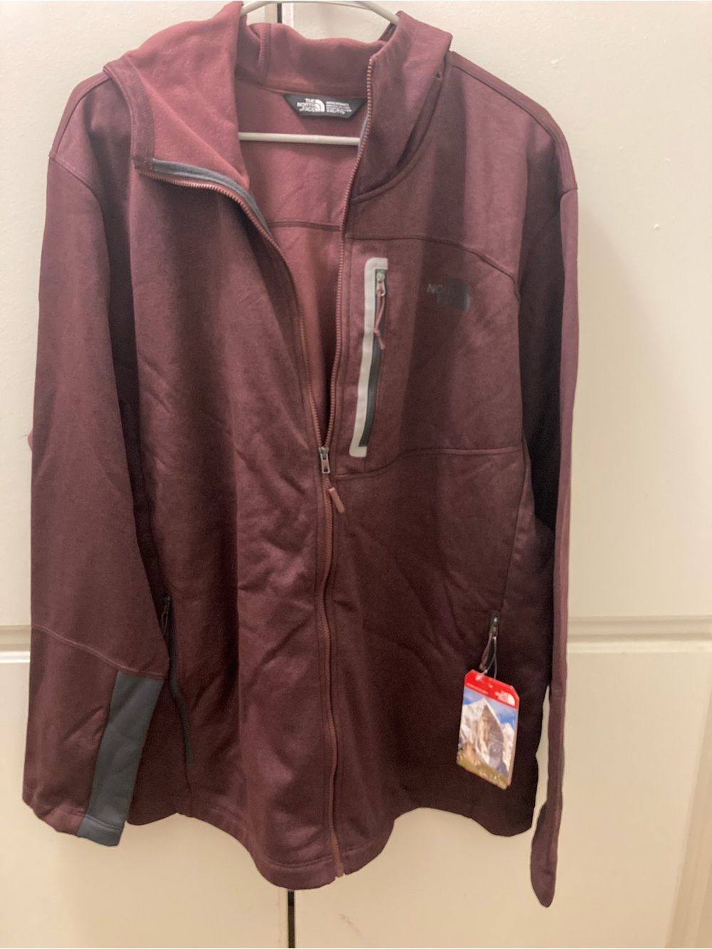 The North Face Men's Maroon Zip-Up Hoodie Jacket